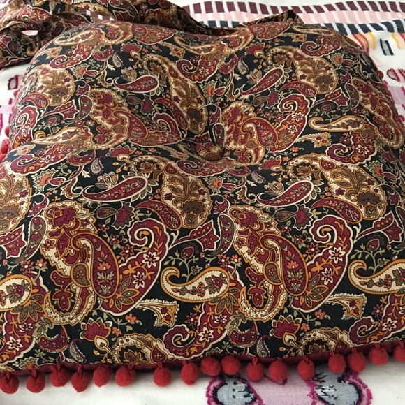 New Anthropologie Pom pom chair cushion w/ ties - Picture 2 of 2